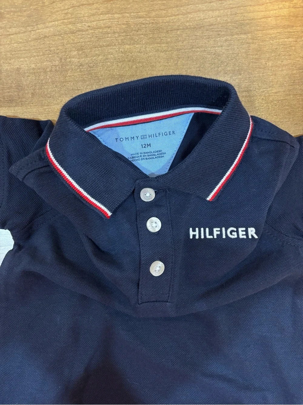 Tommy Hilfiger Navy Polo with Red & White Trim 12M